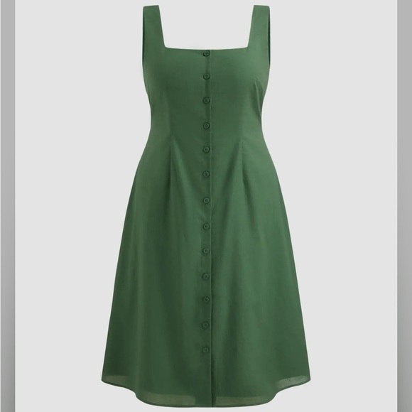 Cider Dresses & Skirts - Cider Linen Blend Green Midi Dress